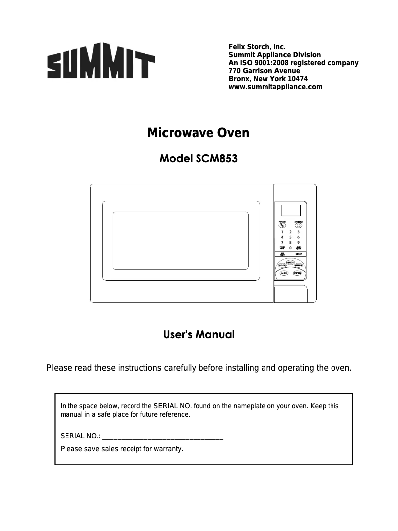Page 1 de la notice Mode d'emploi Summit SCM853