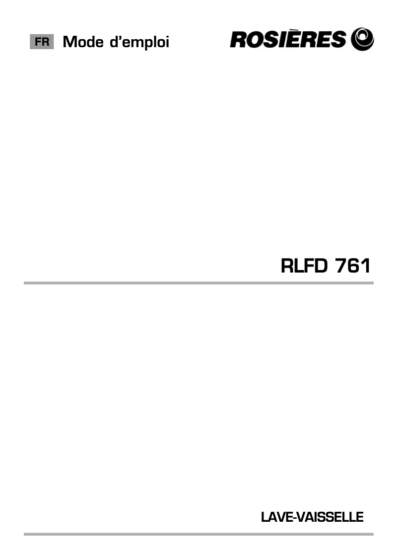 Page n°1 - Manuel utilisateur Rosieres RLFD 761