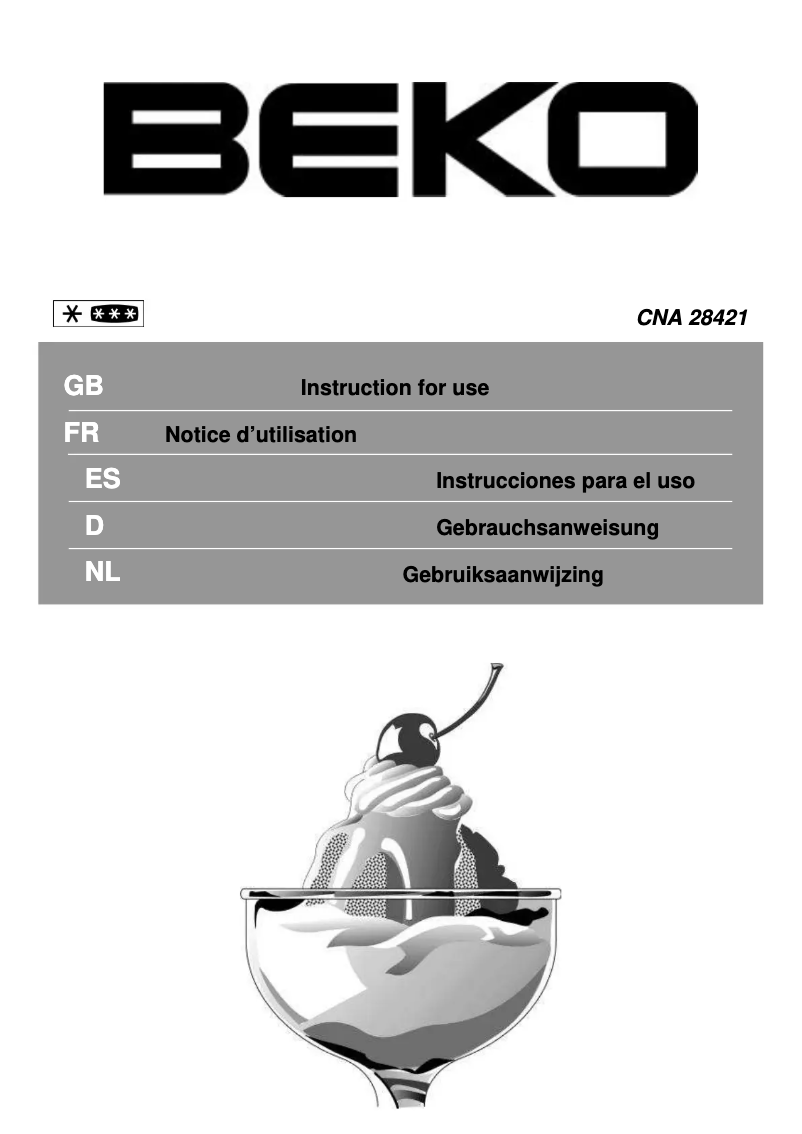 Page n°1 - Manuel utilisateur Beko CNA32421