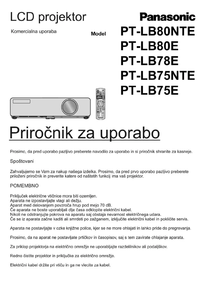 Page 1 de la notice Manuel utilisateur Panasonic PT-LB80E