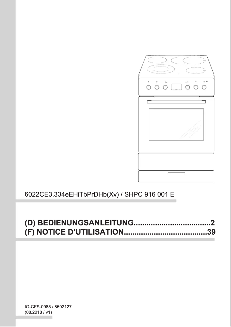 Page 1 de la notice Manuel utilisateur Amica SHPC 916 001 E