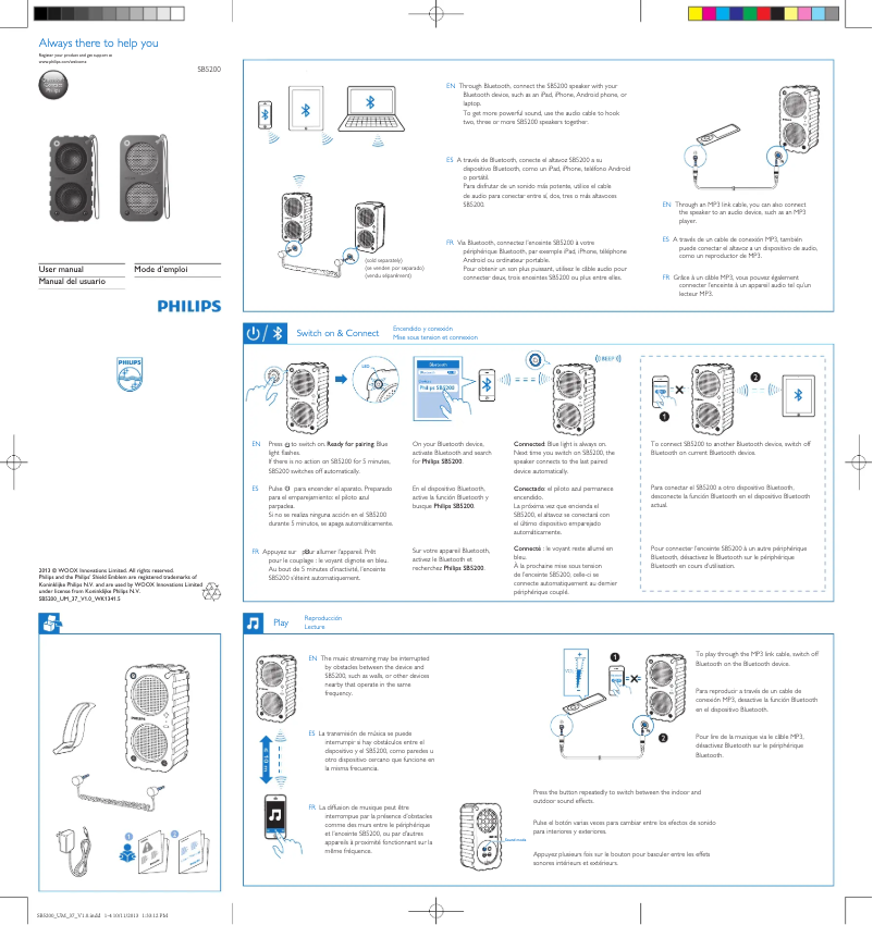 Page n°1 - Manuel utilisateur Philips SB5200B