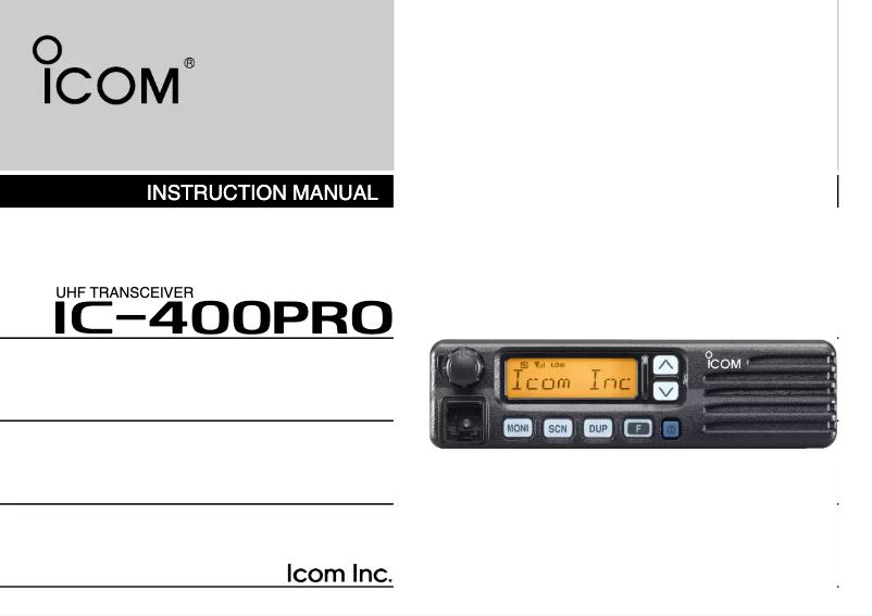 Page n°1 - Manuel utilisateur ICOM IC-400PRO