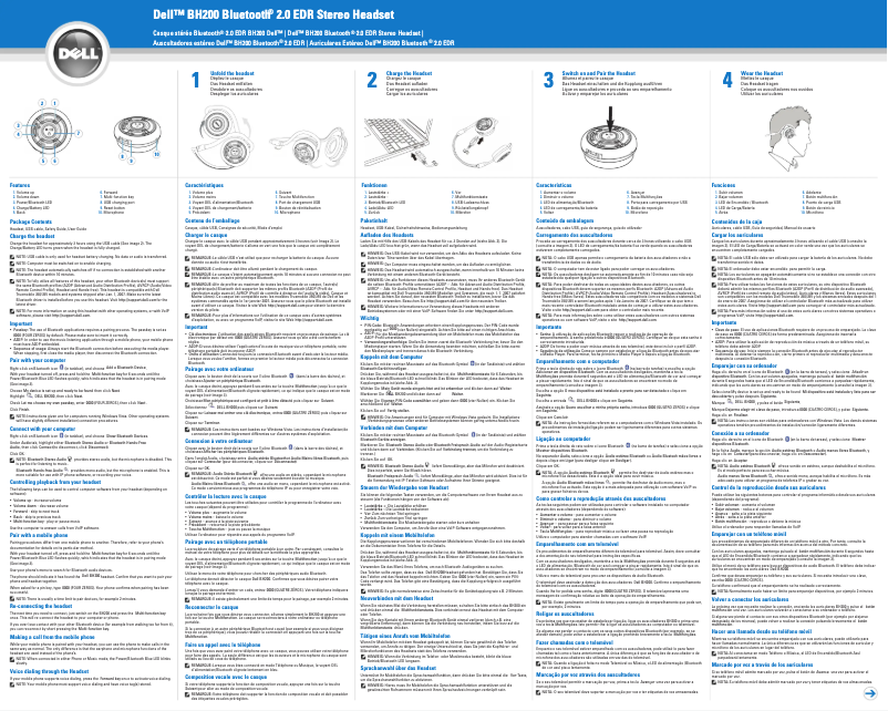 Page 1 de la notice Manuel utilisateur Dell BH200 Bluetooth 2.0 EDR Stereo Headse