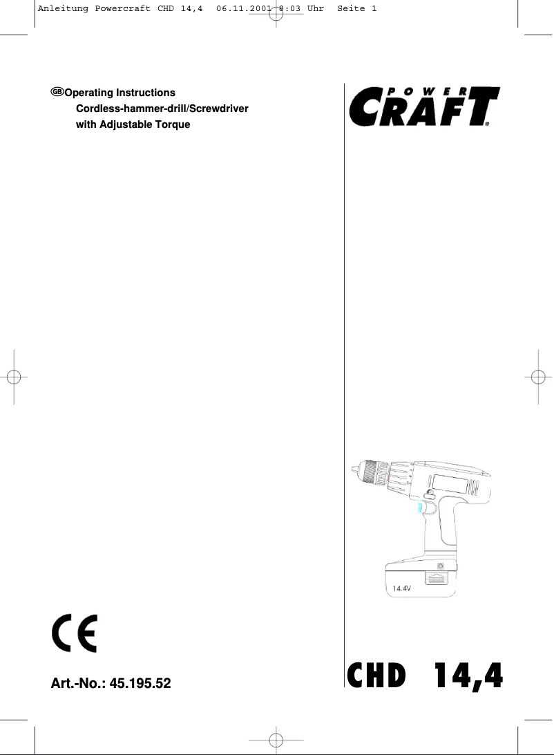 Image de la première page du manuel de l'appareil CHD 14,4