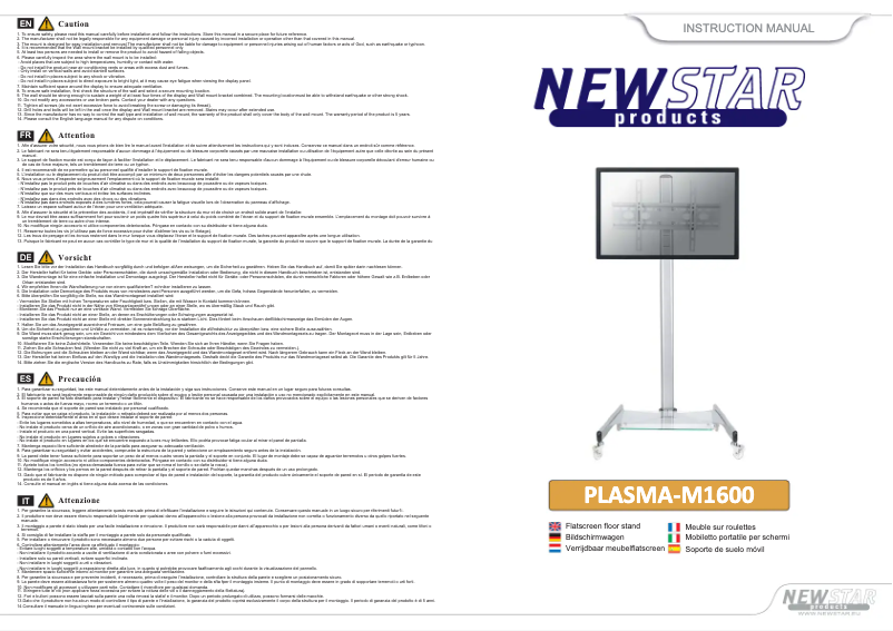 Page n°1 - Manuel utilisateur Newstar PLASMA-M1600