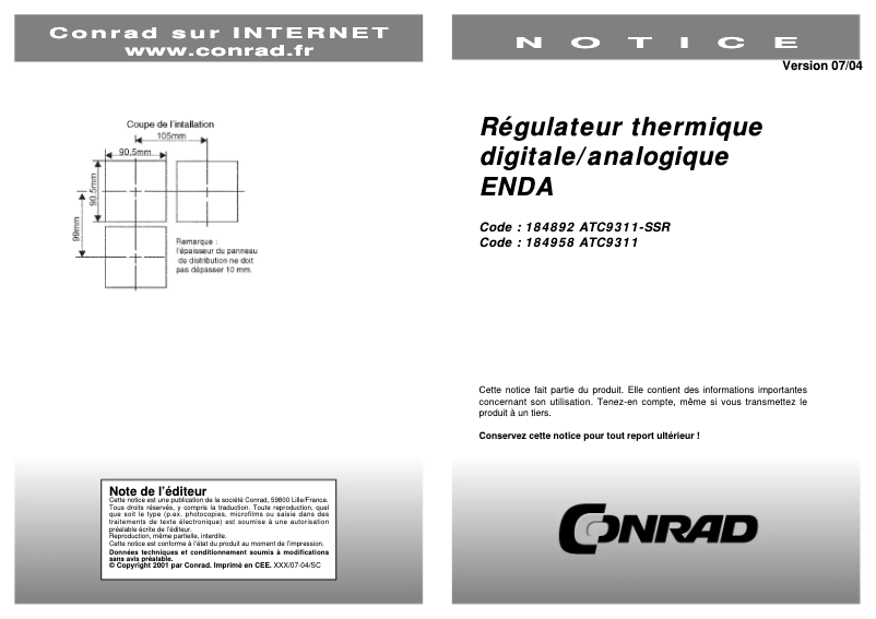 Image de la première page du manuel de l'appareil ATC9311