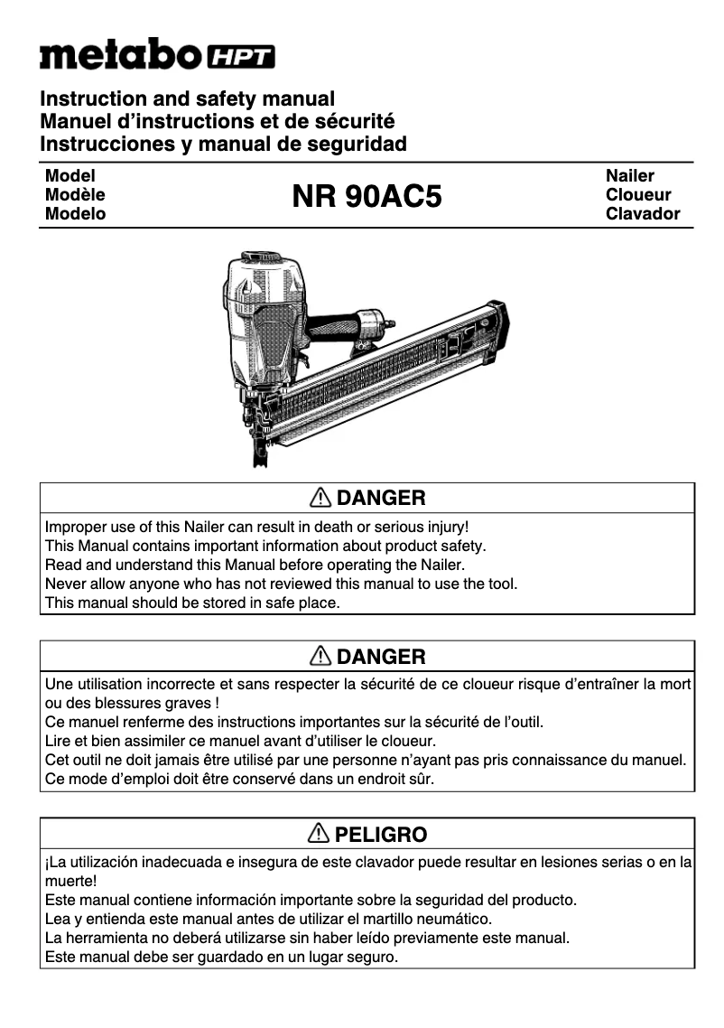Página 1 del manual Manual de usuario Metabo NR90AC5