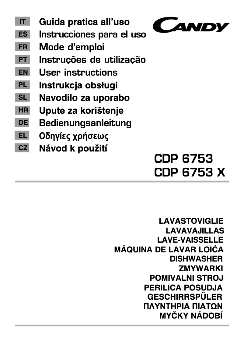 Page n°1 - Manuel utilisateur Candy CDP 6753