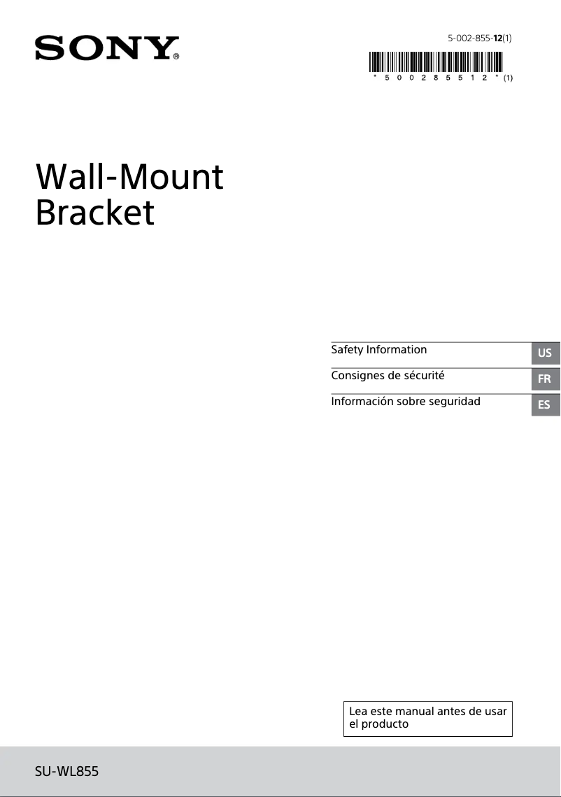 Image de la première page du manuel de l'appareil SU-WL855