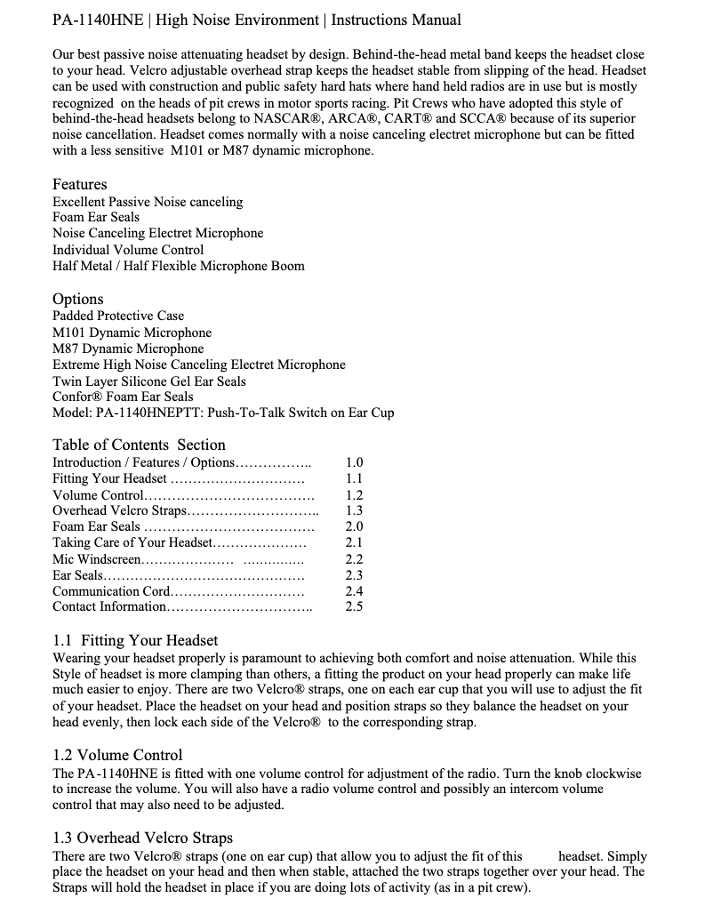 Page n°1 - Manuel utilisateur Pilot PA-1140HNE