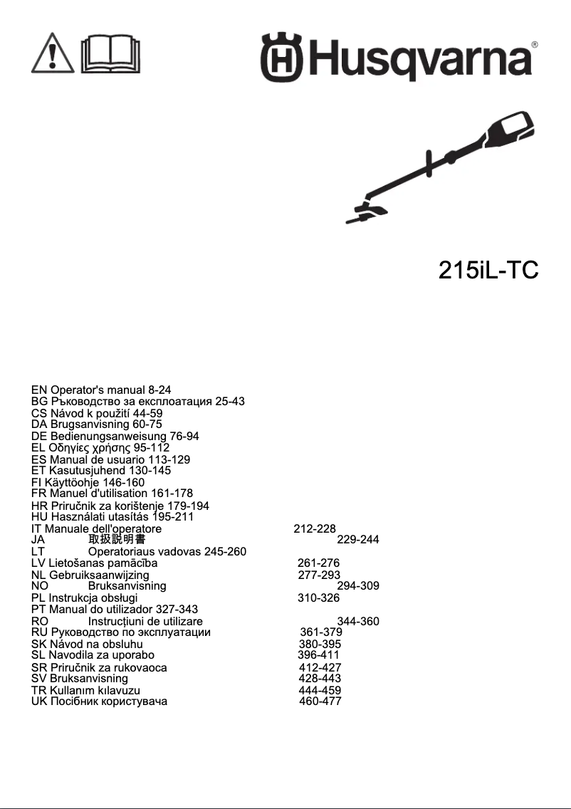Page n°1 - Manuel utilisateur Husqvarna 215iL