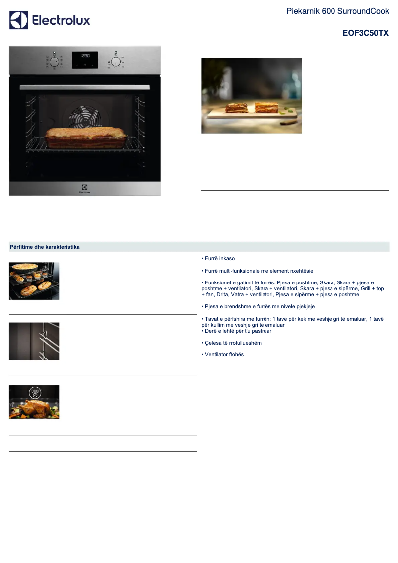 Page n°1 - Fiche technique Electrolux EOF3C50TX