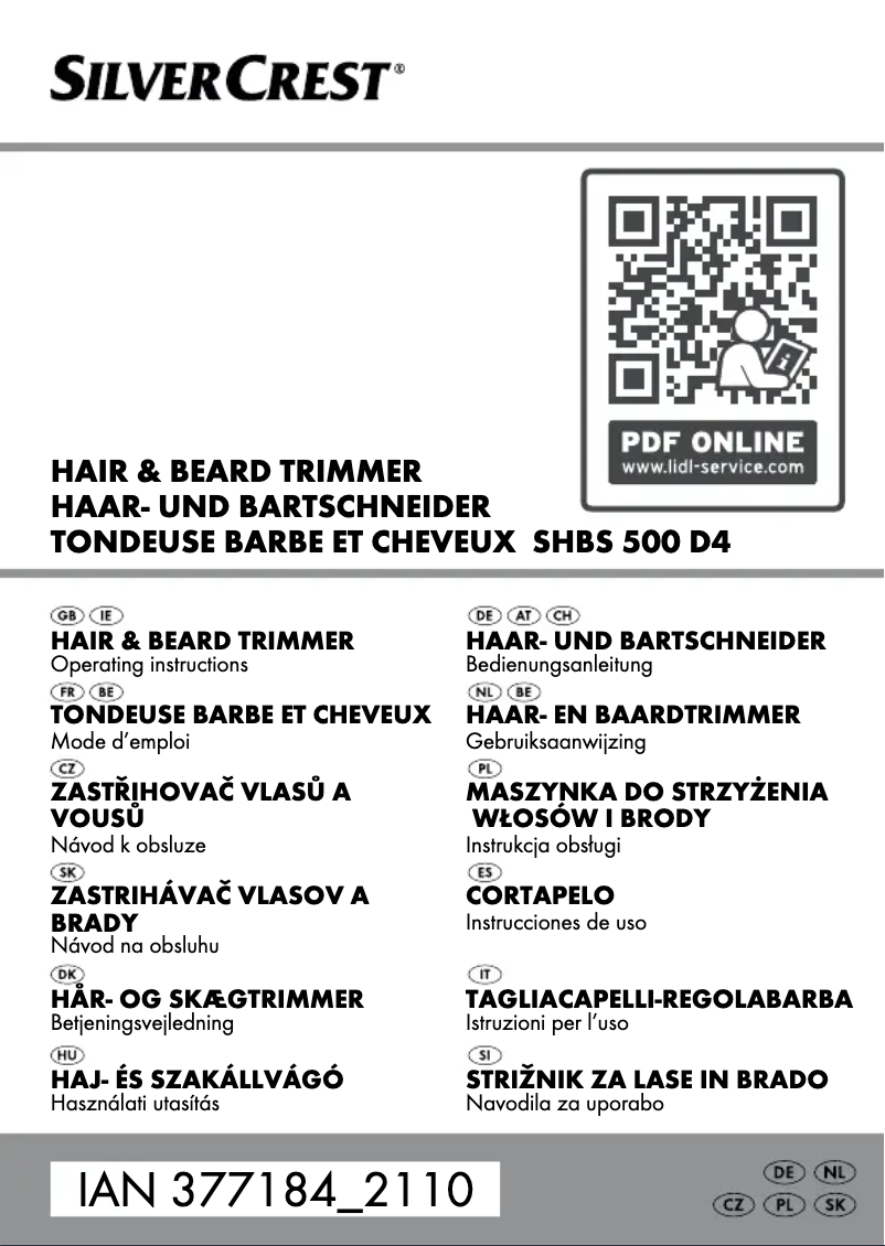 Image de la première page du manuel de l'appareil SHBS 500 D4