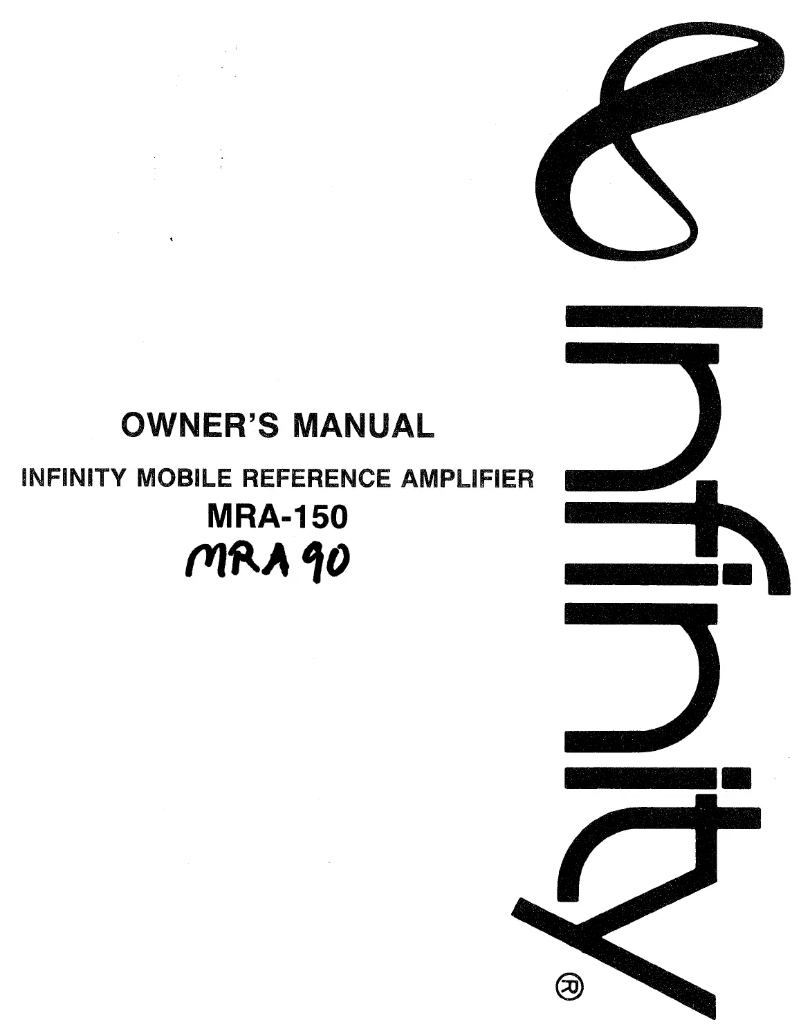 Page 1 de la notice Manuel utilisateur Infinity MRA 150