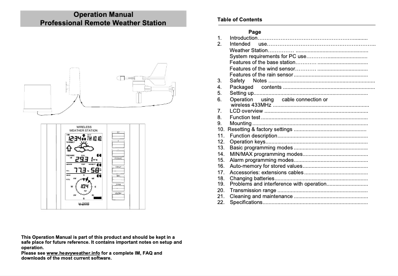 Page n°1 - Manuel utilisateur La Crosse Technology WS-2310U