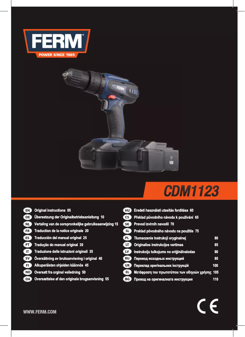 Page 1 de la notice Manuel utilisateur Ferm CDM1123