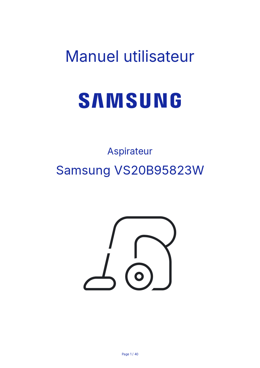 Page n°1 - Manuel utilisateur Samsung VS20B95823W
