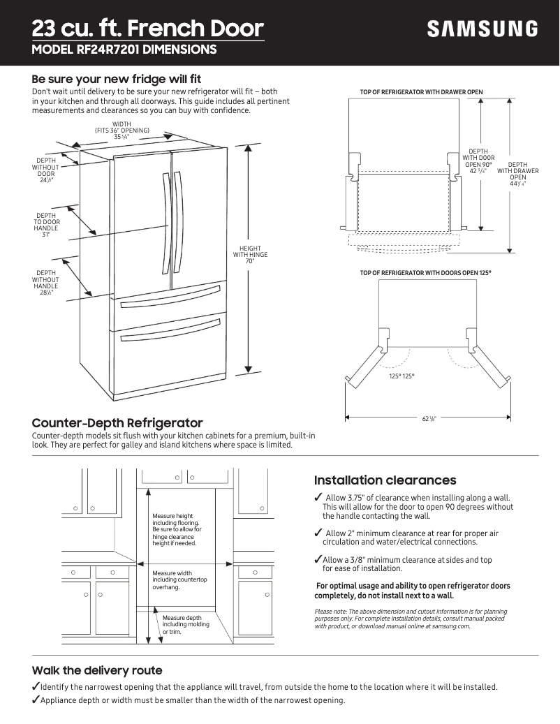 Page 1 de la notice Fiche technique Samsung RF24R7201SR
