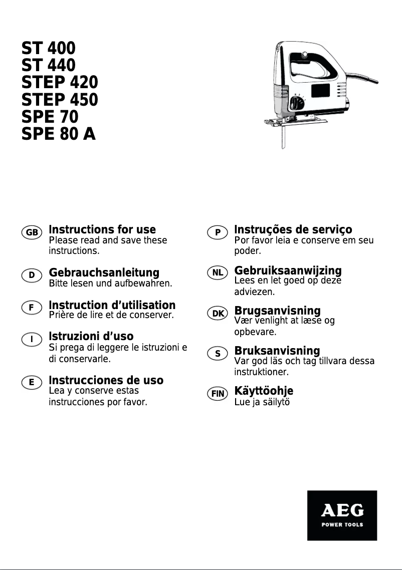 Page n°1 - Manuel utilisateur AEG SPE 70
