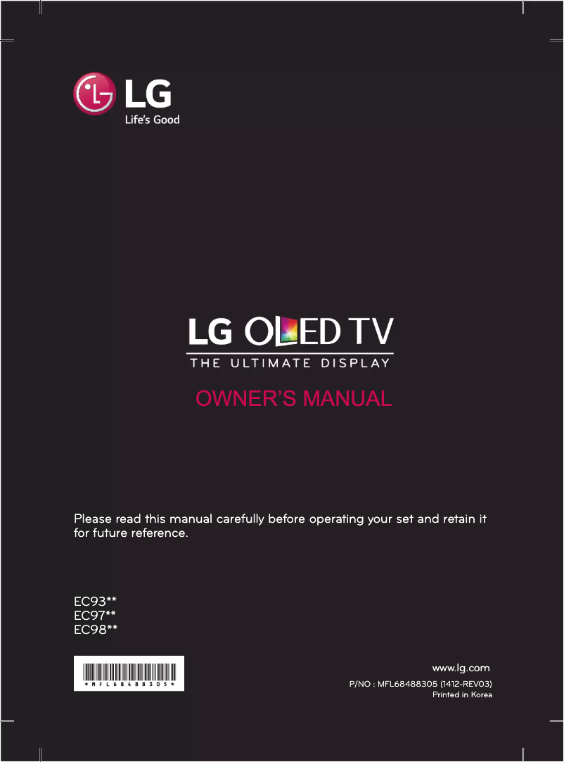 Page 1 de la notice Manuel utilisateur LG 55EC900V