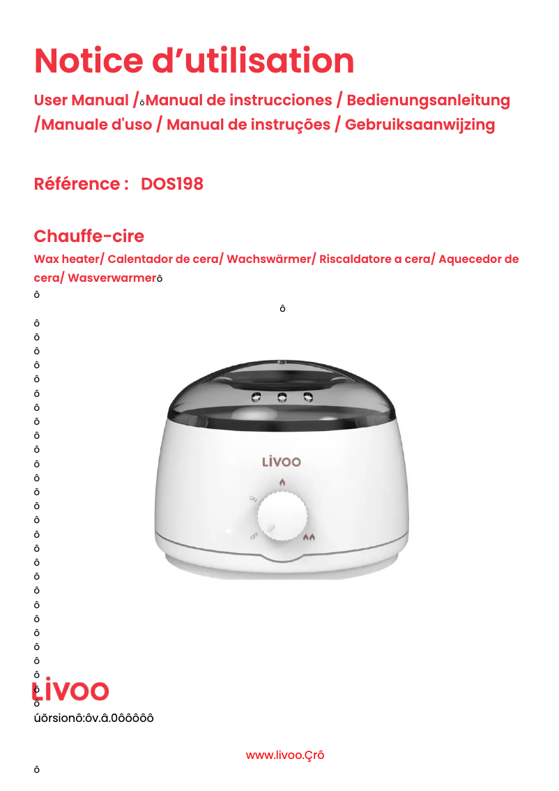 Page 1 de la notice Manuel utilisateur Livoo DOS198