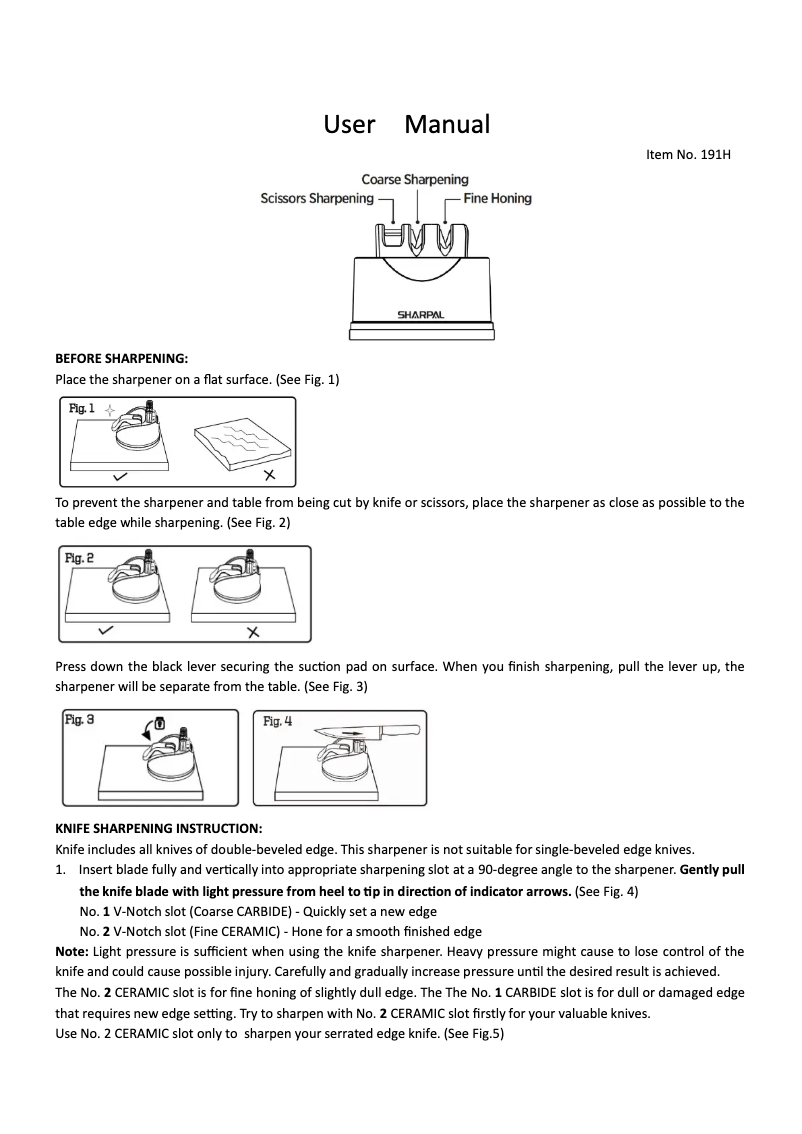 Page 1 de la notice Manuel utilisateur Sharpal 191H