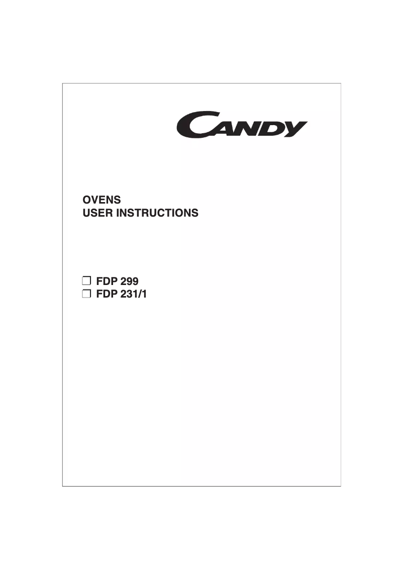 Page n°1 - Manuel utilisateur Candy FO FDP 299 N