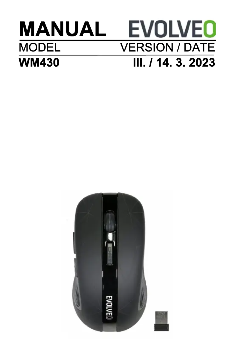 Page 1 de la notice Manuel utilisateur Evolveo WM430