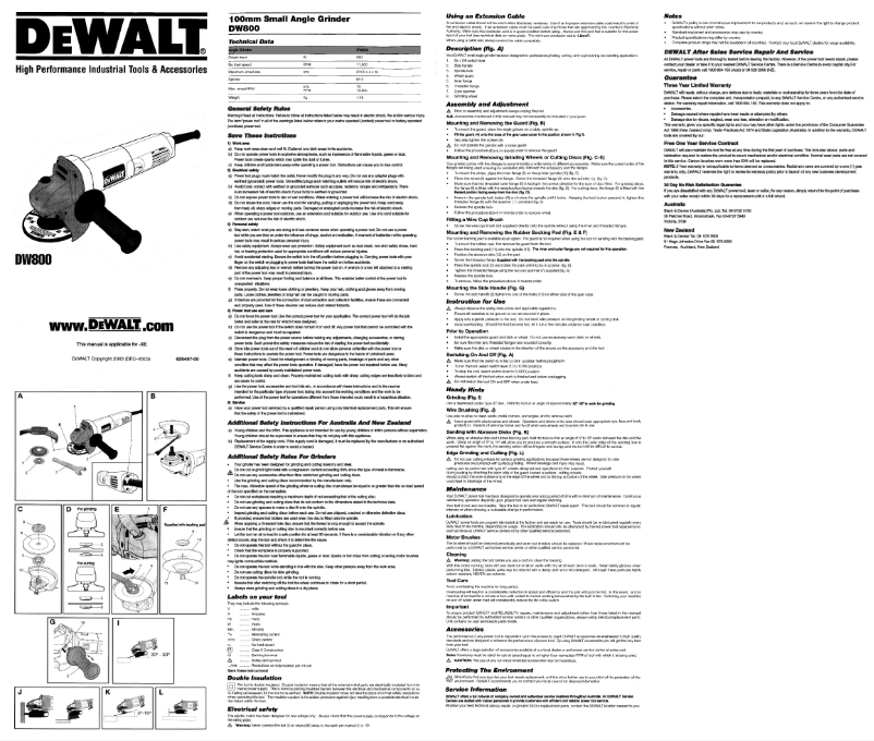 Page 1 de la notice Manuel utilisateur DeWalt DW800