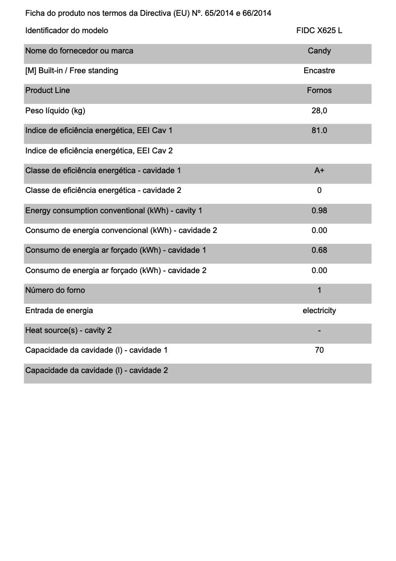 Page 1 de la notice Brochure Candy FIDC X625 L