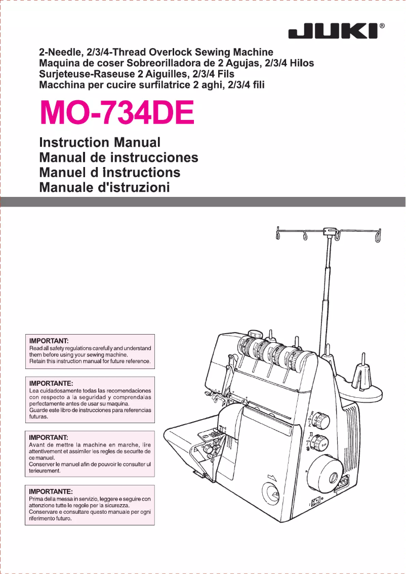Page 1 de la notice Manuel utilisateur Juki MO-734DE
