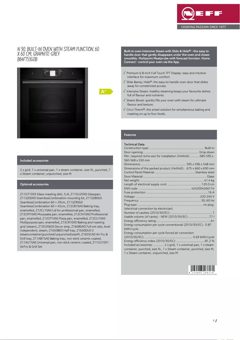 Image de la première page du manuel de l'appareil B64FT53G0B