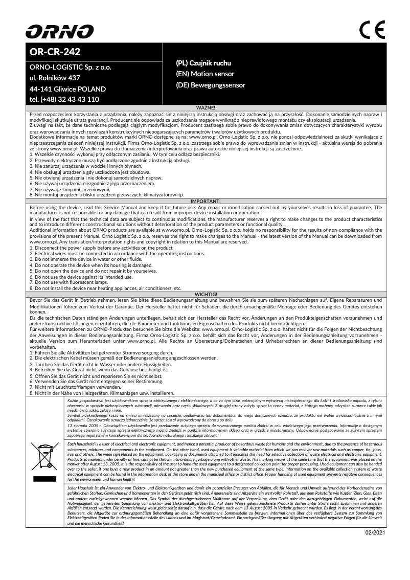 Página 1 del manual Manual de usuario ORNO OR-CR-242