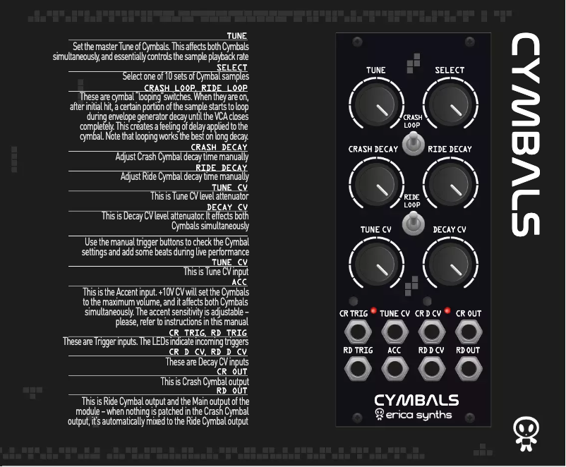 Page 1 de la notice Manuel utilisateur Erica Synths Cymbals