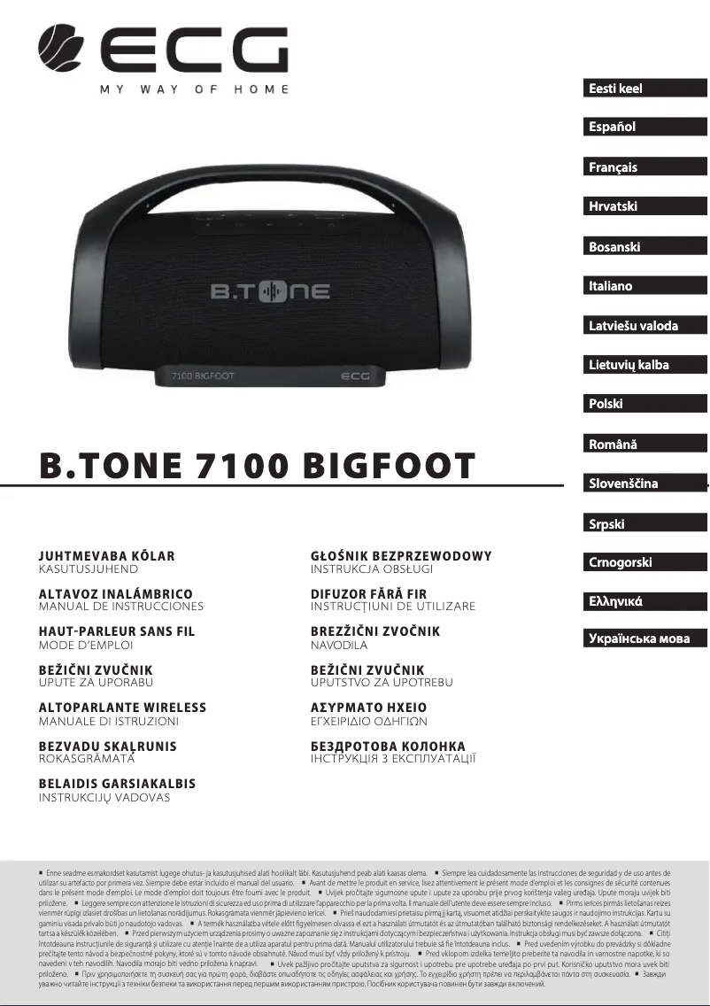 Image de la première page du manuel de l'appareil B.TONE 7100 Bigfoot