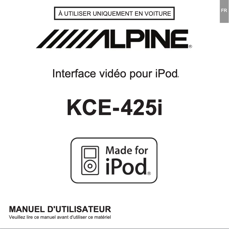 Page n°1 - Manuel utilisateur Alpine KCE-425i