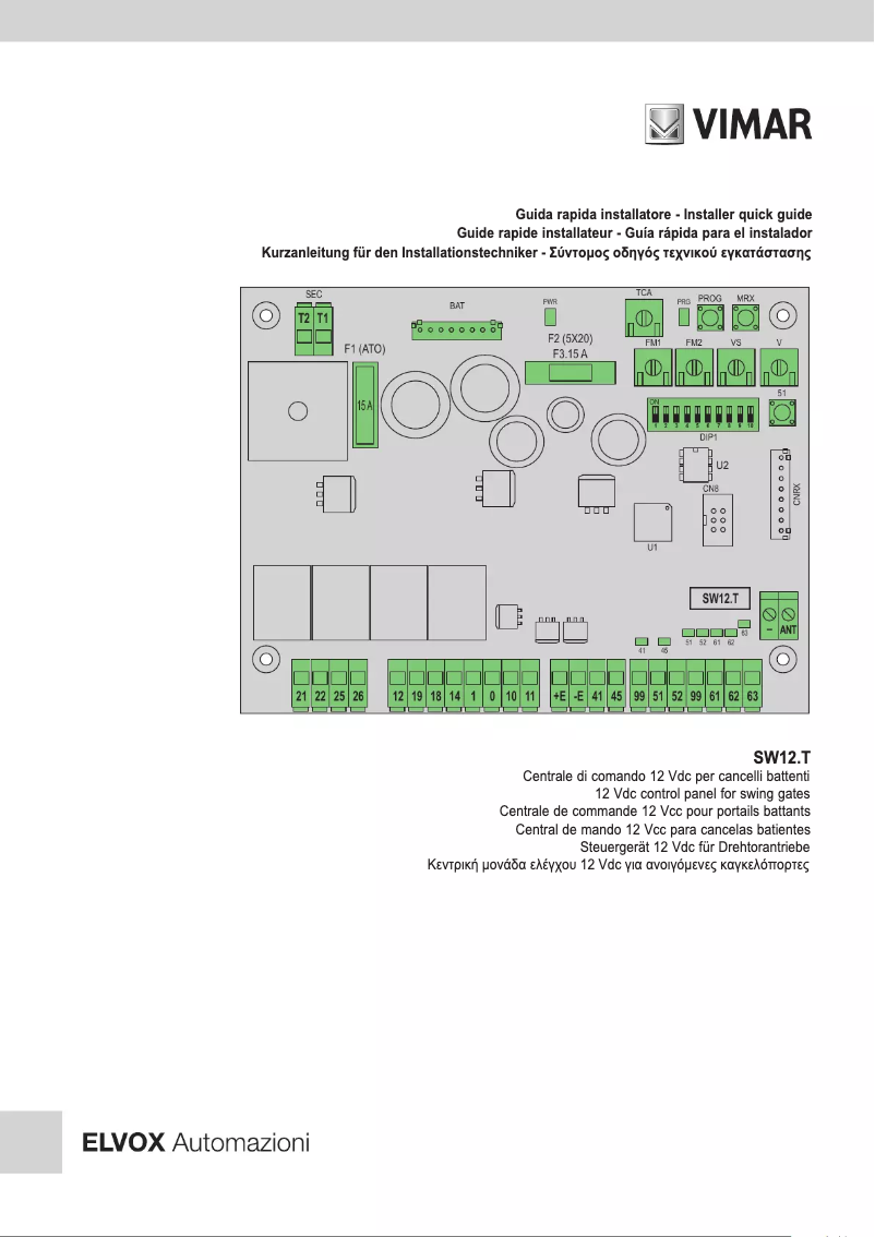 Page 1 de la notice Instructions / montage Vimar ELVOX SW12.T