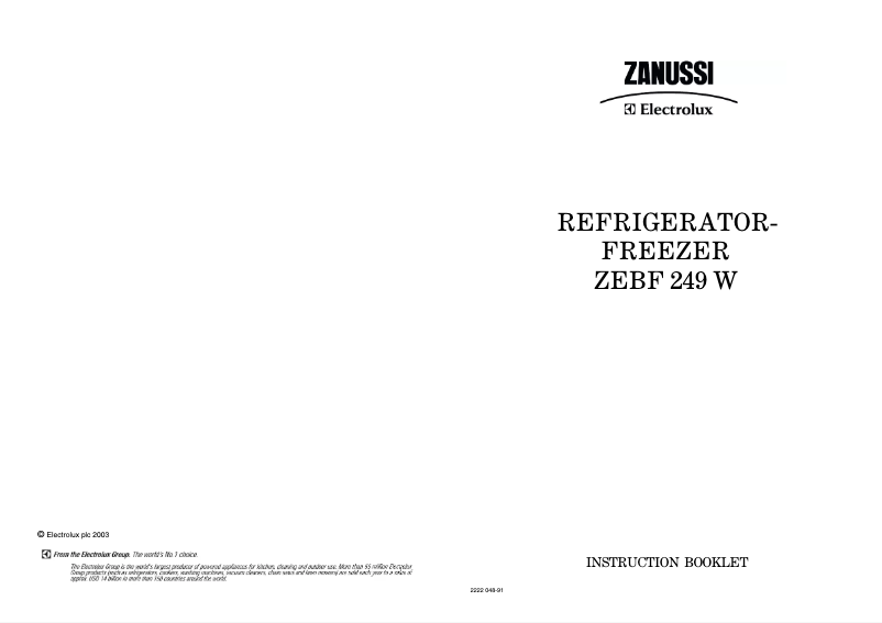 Page n°1 - Manuel utilisateur Zanussi-Electrolux ZEBF249W