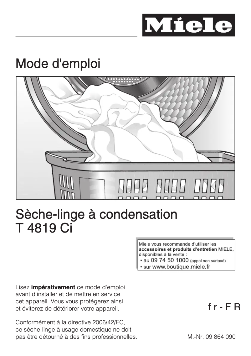 Page n°1 - Manuel utilisateur Miele T 4819 Ci Re