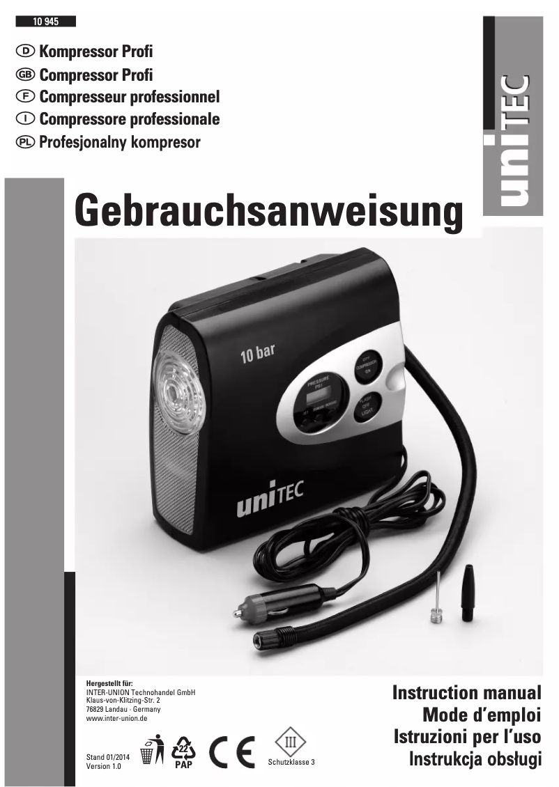 Page 1 de la notice Manuel utilisateur Cartrend 10945