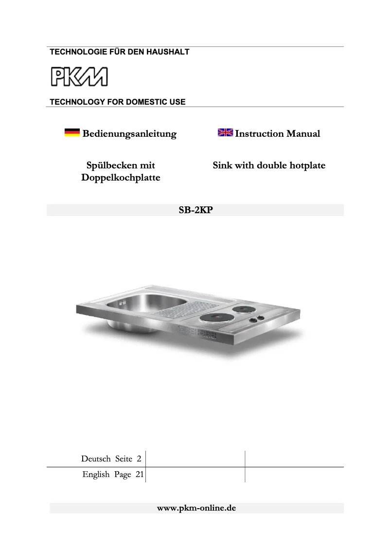 Image de la première page du manuel de l'appareil SB-2KP