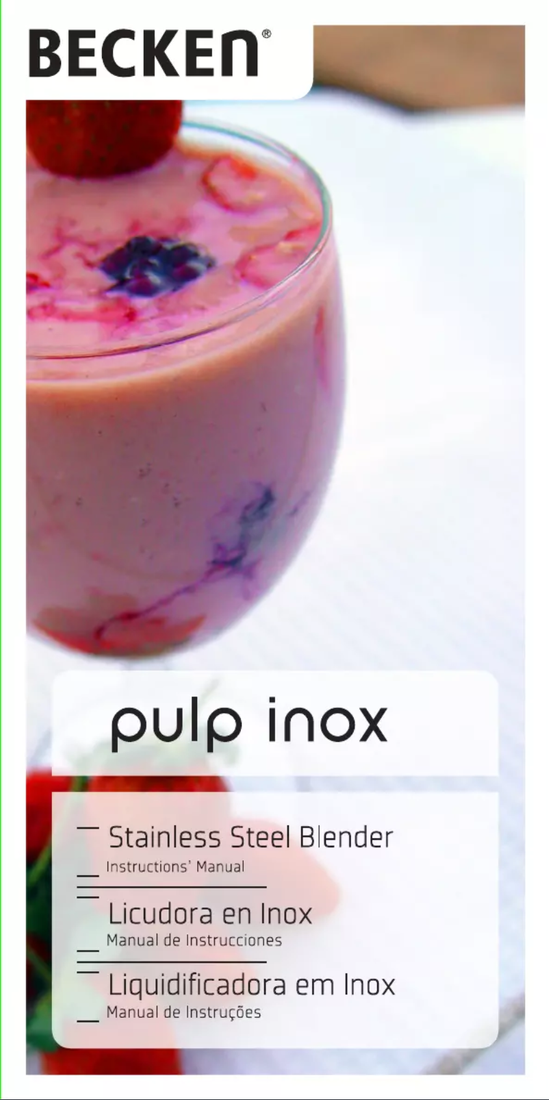 Página 1 del manual Manual de usuario Becken Pulp Inox