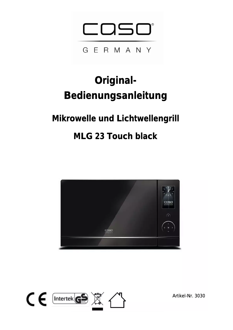 Page 1 of the manual User Manual Caso MLG 23 Touch