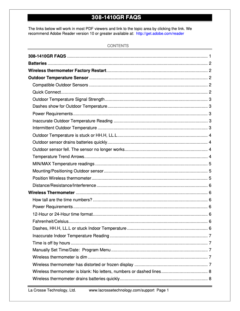 Image de la première page du manuel de l'appareil 308-1410GR