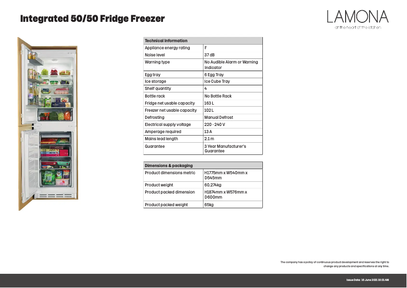Page 1 de la notice Fiche technique Lamona LAM6201