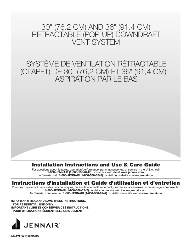 Page n°1 - Manuel utilisateur JennAir JXD7036YS