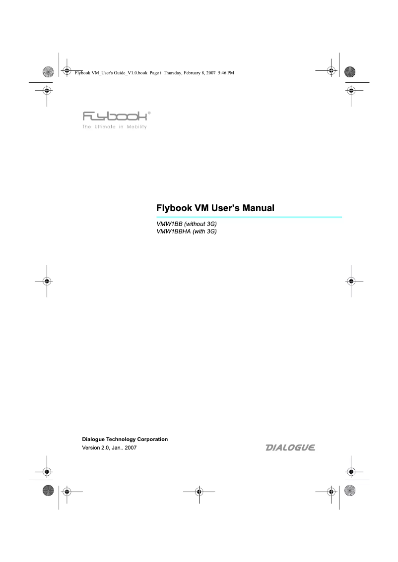 Page n°1 - Manuel utilisateur Flybook VM