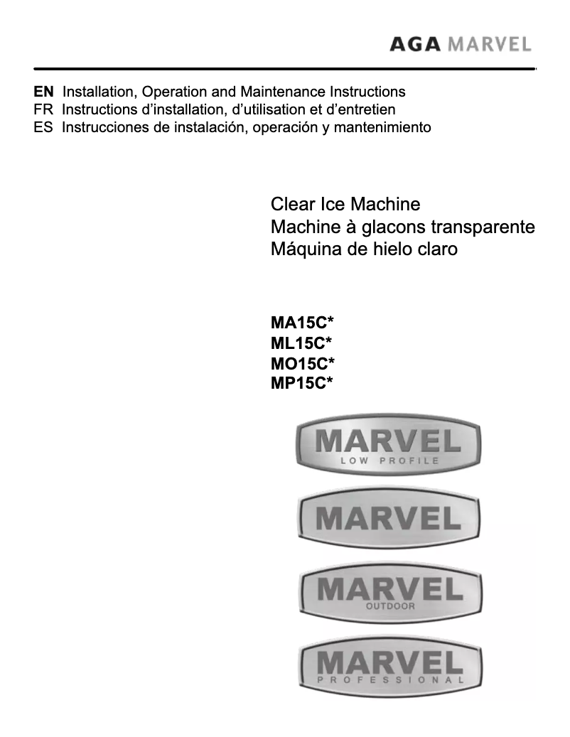 Page n°1 - Manuel utilisateur Marvel MA15CLS2RS