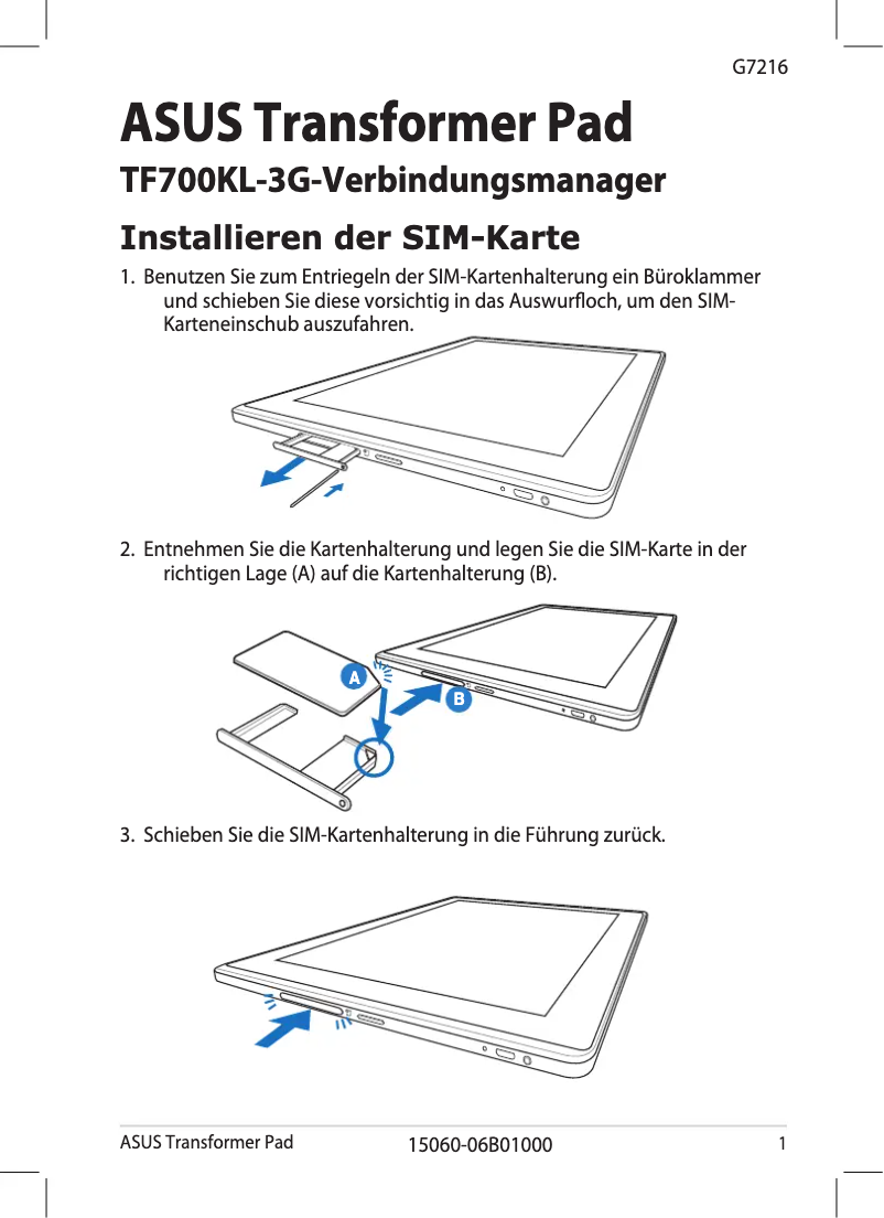 Page 1 de la notice Manuel utilisateur Asus Transformer Pad TF700KL